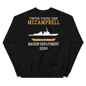 USS McCampbell (DDG-85) 2004 MAIDEN DEPLOYMENT Unisex Sweatshirt – back view, black