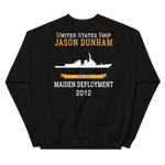 USS Jason Dunham (DDG-109) 2012 MAIDEN DEPLOYMENT Unisex Sweatshirt – back view, black