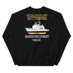 USS Gettysburg (CG-64) 1992-93 Maiden Deployment Sweatshirt – back view, black