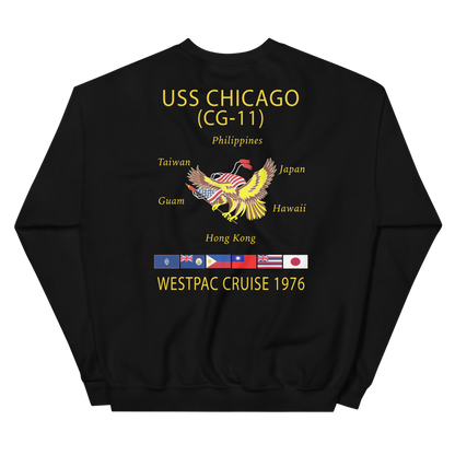 USS Chicago (CG-11) 1976 WESTPAC Cruise Sweatshirt – back view, black