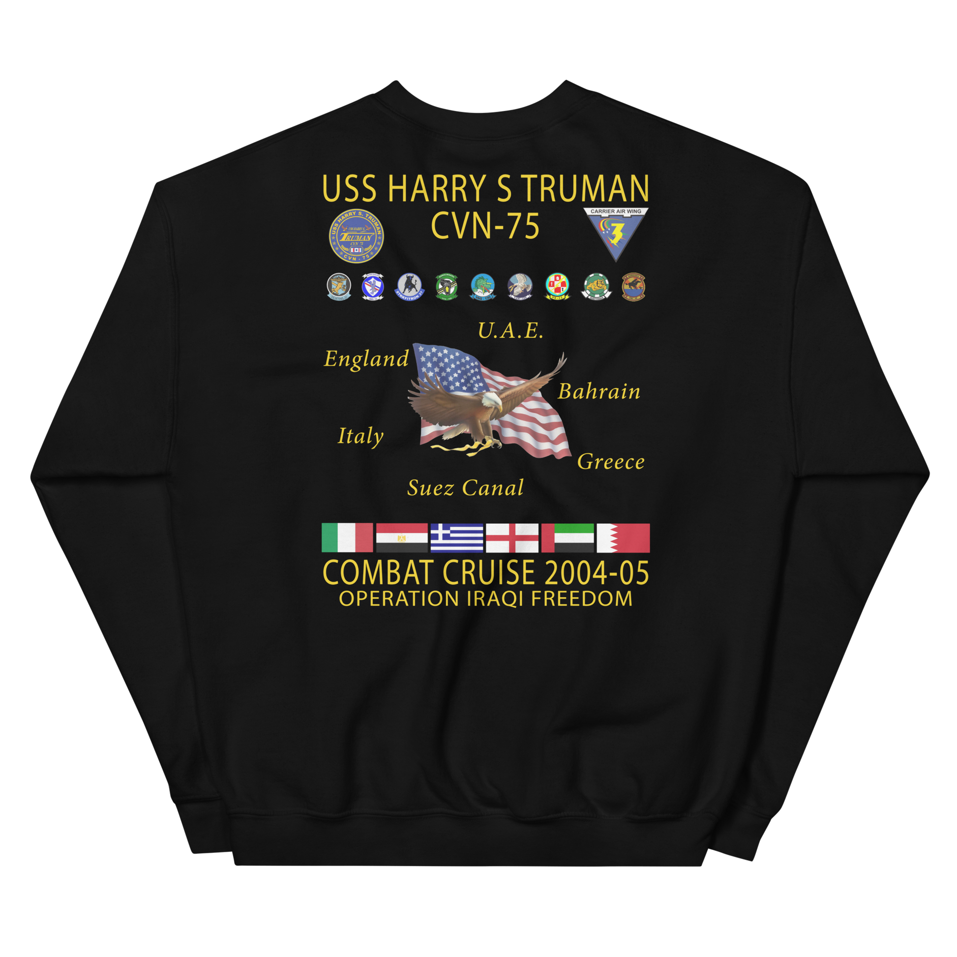 USS Harry S. Truman (CVN-75) 2004-05 Cruise Sweatshirt – back view, black
