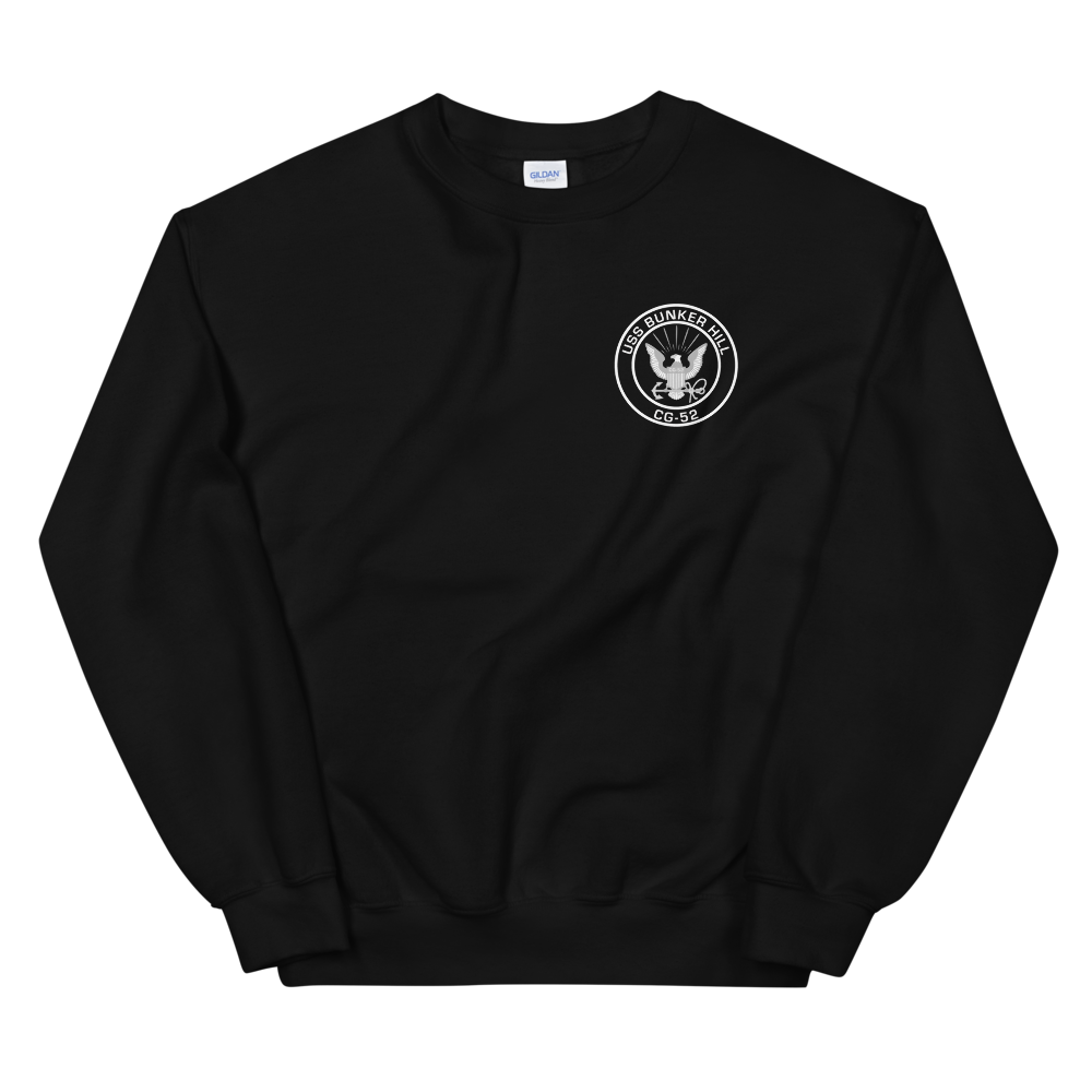 USS Bunker Hill (CG-52) 1988-89 Deployment Sweatshirt – front view, black