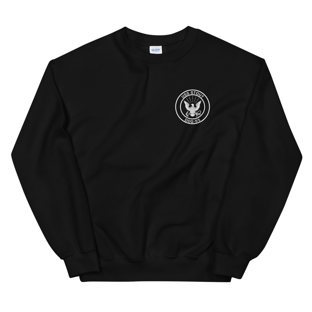 USS Stout (DDG-55) 1996 MAIDEN DEPLOYMENT Unisex Sweatshirt – front view, black