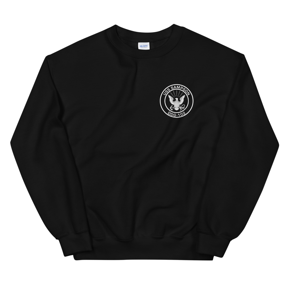 USS Sampson (DDG-102) 2009-10 MAIDEN DEPLOYMENT Unisex Sweatshirt – front view, black