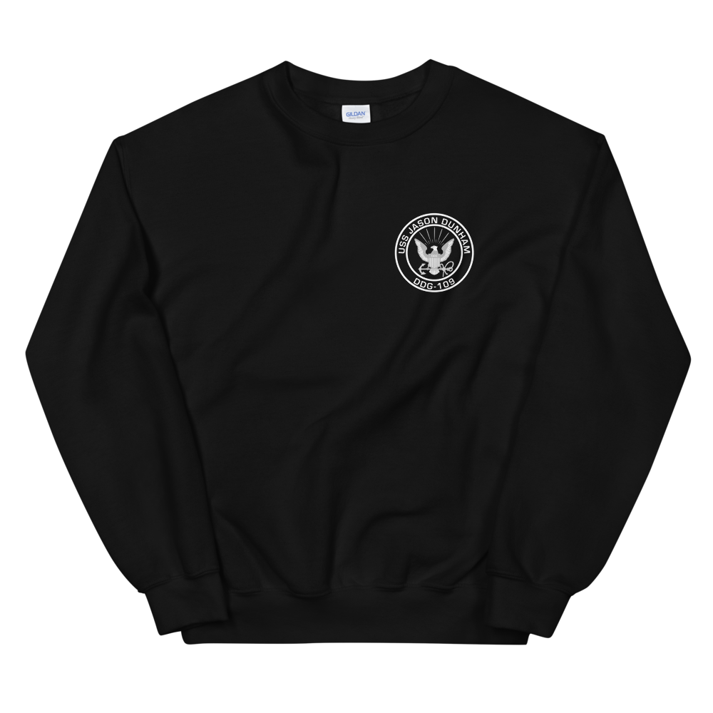 USS Jason Dunham (DDG-109) 2012 MAIDEN DEPLOYMENT Unisex Sweatshirt – front view, black
