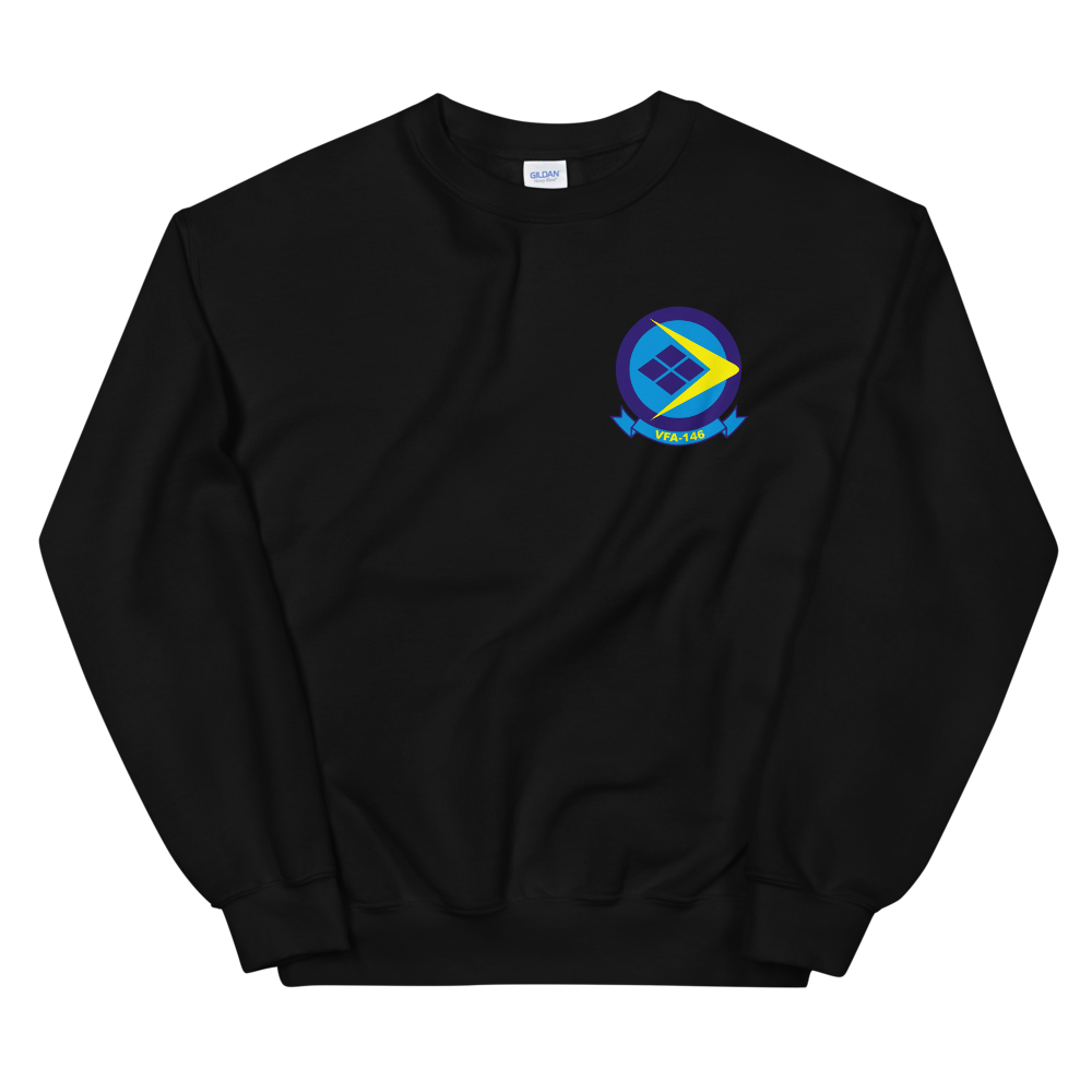 VFA-146 Blue Diamonds Squadron Crest Unisex Sweatshirt – front view, black