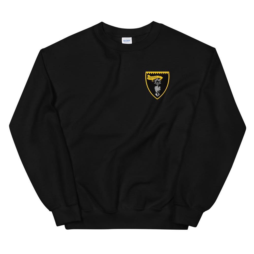 VFA-27 Royal Maces Squadron Crest Unisex Sweatshirt – front view, black