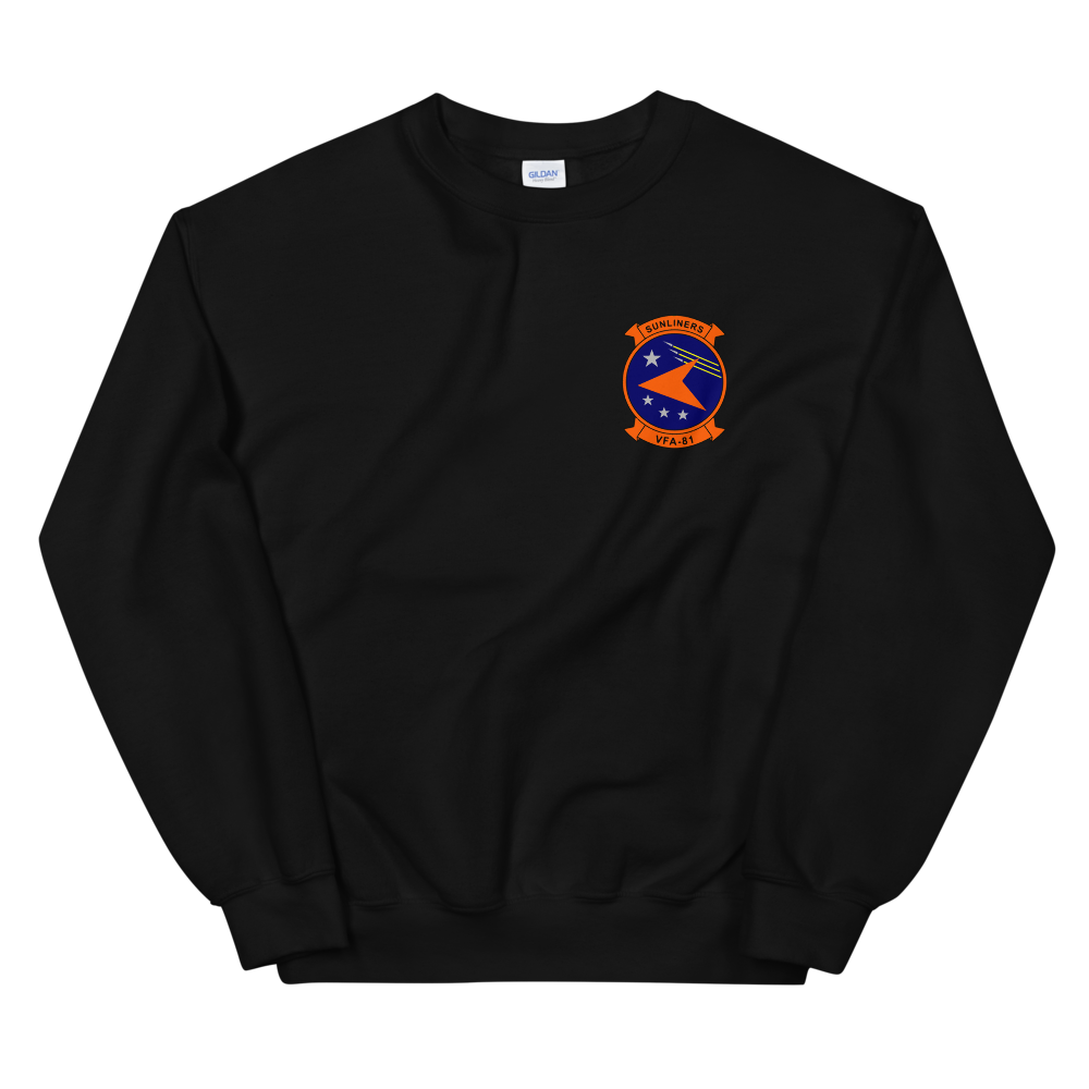 VFA-81 Sunliners Squadron Crest Unisex Sweatshirt – front view, black