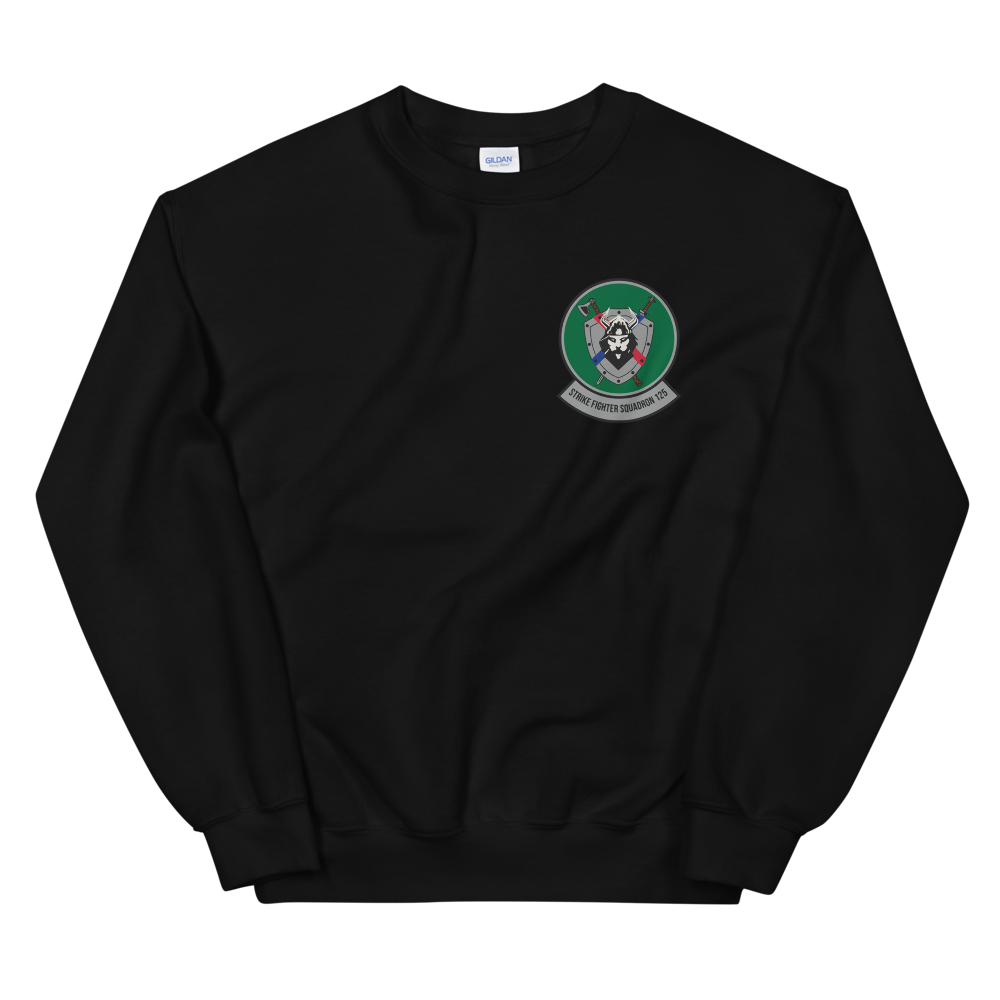 VFA-125 Rough Raiders Squadron Crest Unisex Sweatshirt – front view, black