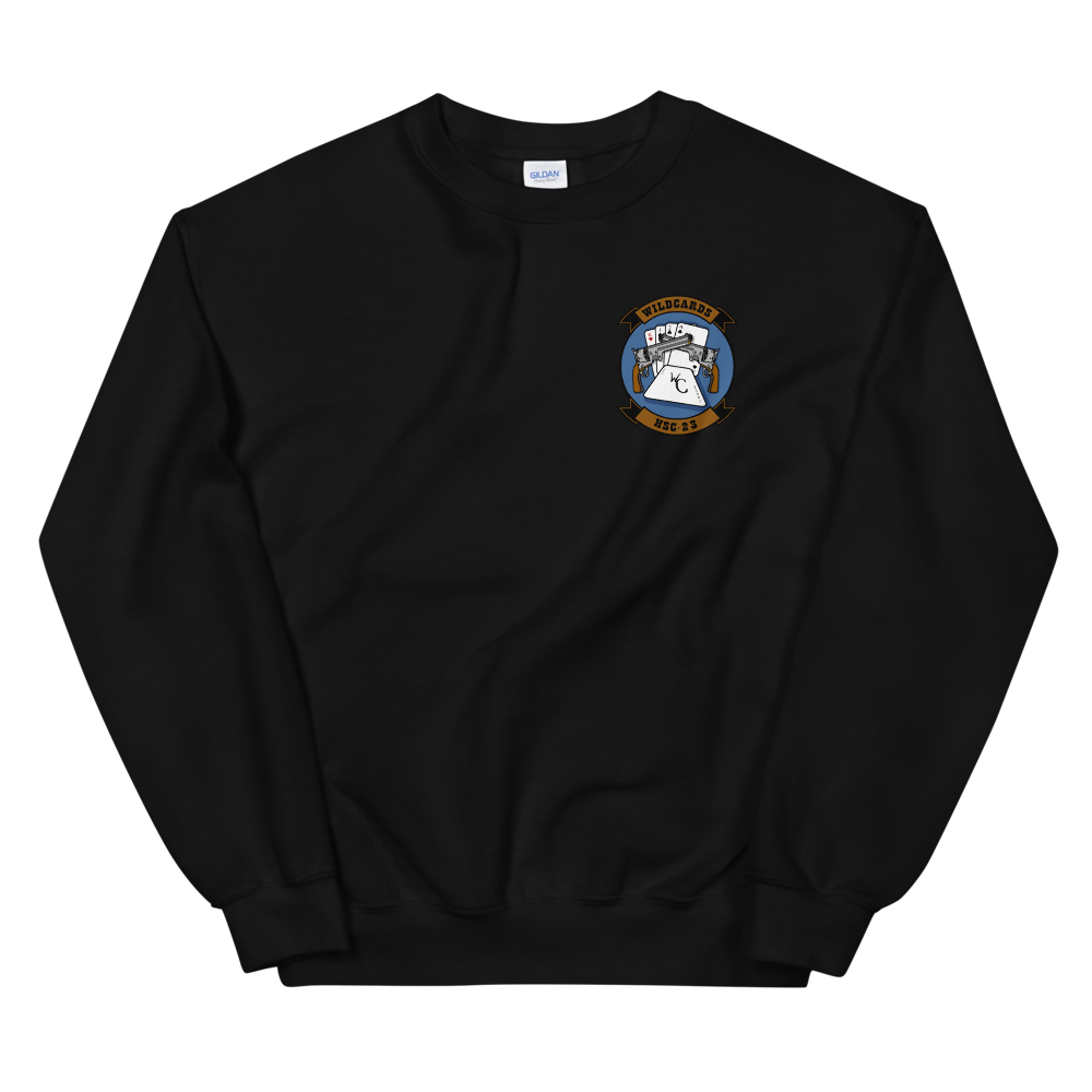 HSC-23 Wildcards Squadron Crest Unisex Sweatshirt – front view, black