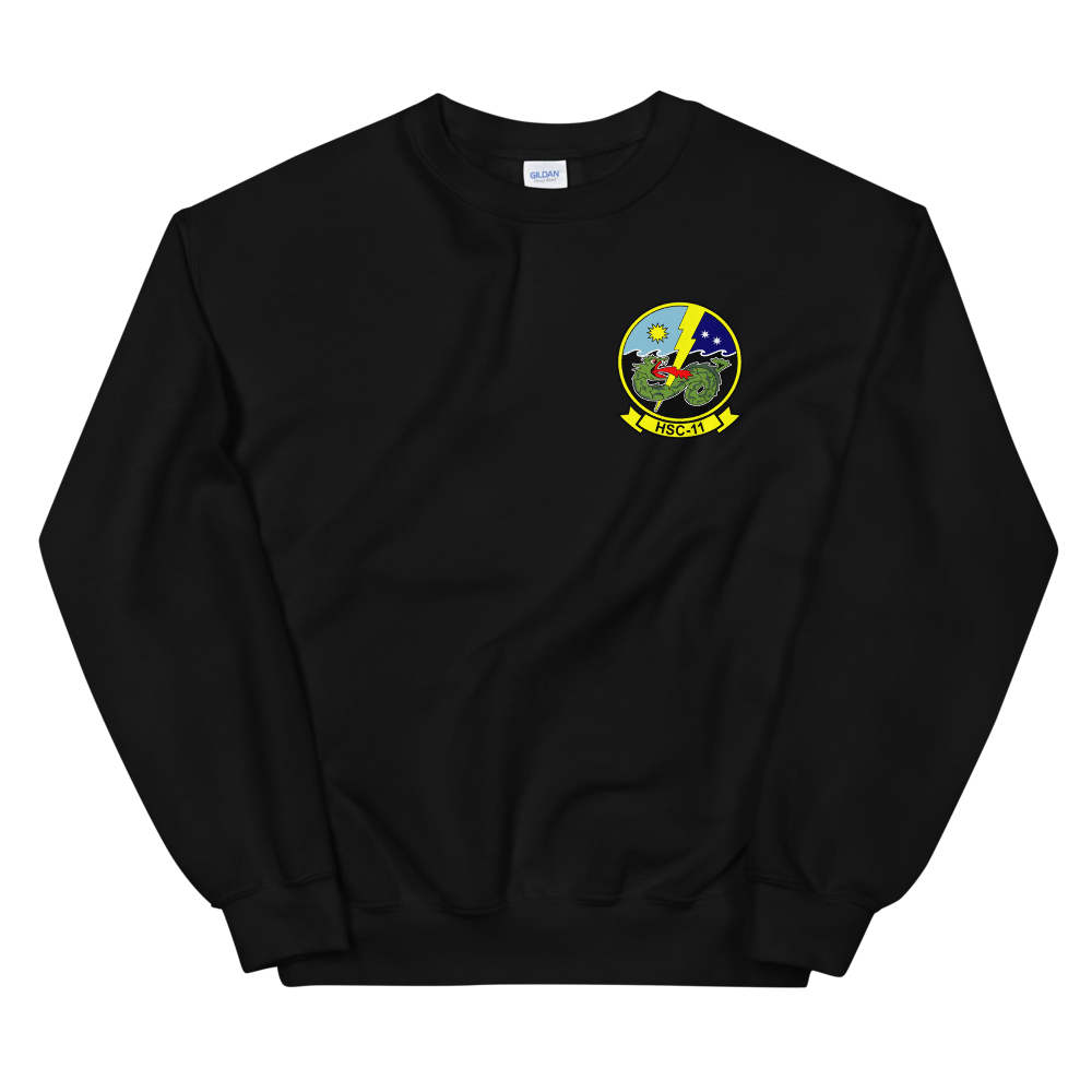 HSC-11 Dragonslayers Squadron Crest Unisex Sweatshirt – front view, black