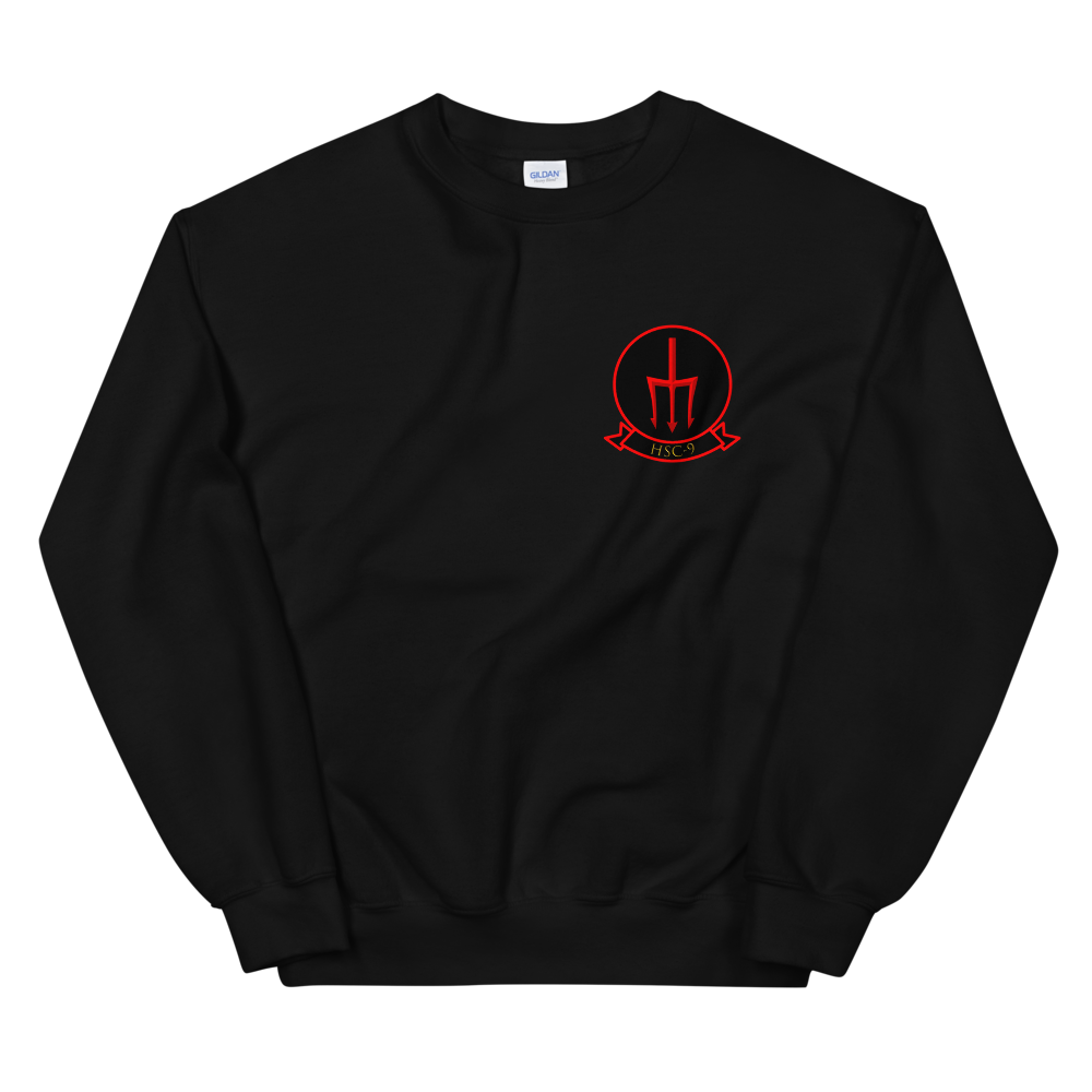 HSC-9 Tridents Squadron Crest Unisex Sweatshirt – front view, black
