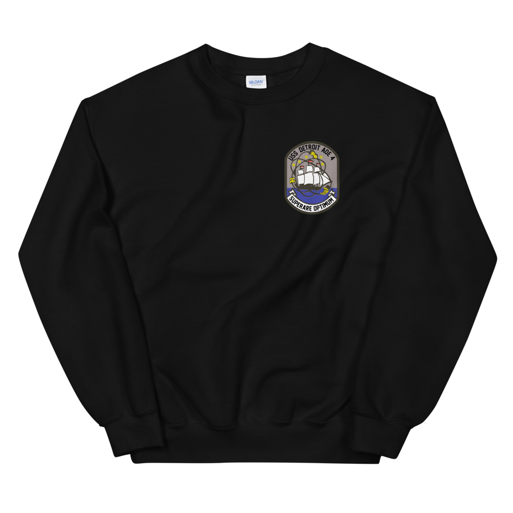 USS Detroit (AOE-4) 1983 Med Cruise Sweatshirt – front view, black