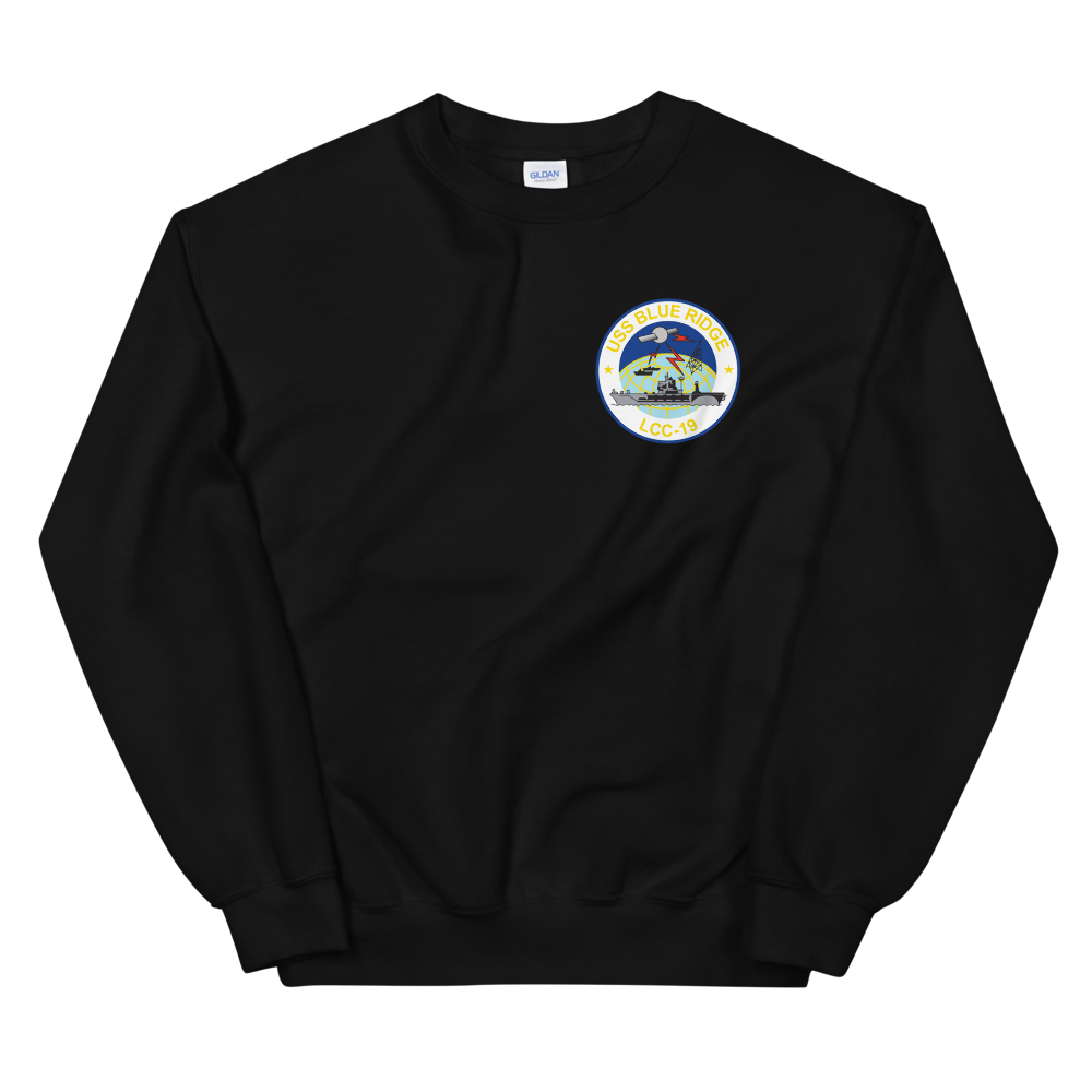 USS Blue Ridge (LCC-19) 1990-91 ODS/S Cruise Sweatshirt – front view, black