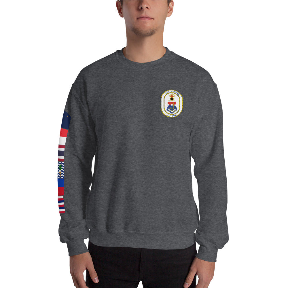 USS Hewitt (DD-966) 1989-90 Cruise Sweatshirt - FLAGS ON SLEEVE – heather