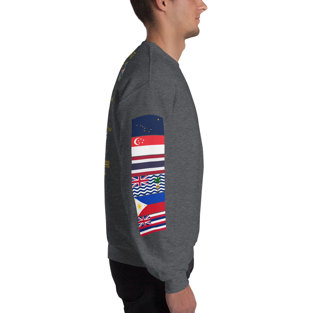USS Hewitt (DD-966) 1989-90 Cruise Sweatshirt - FLAGS ON SLEEVE – heather