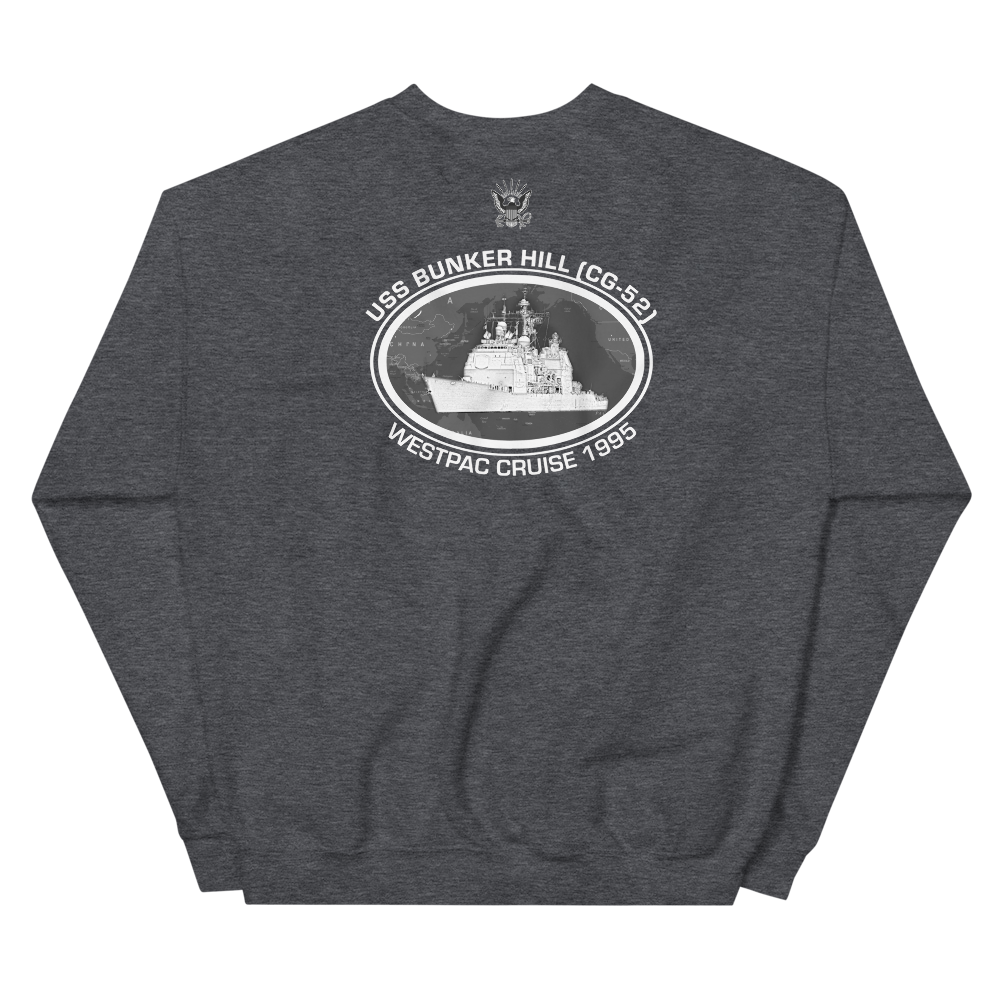 USS Bunker Hill (CG-52) 1995 Deployment Sweatshirt – back view, heather