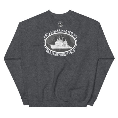 USS Bunker Hill (CG-52) 1995 Deployment Sweatshirt – back view, heather