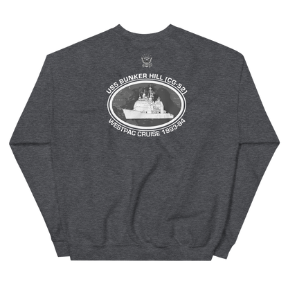 USS Bunker Hill (CG-52) 1993-94 Deployment Sweatshirt – back view, heather