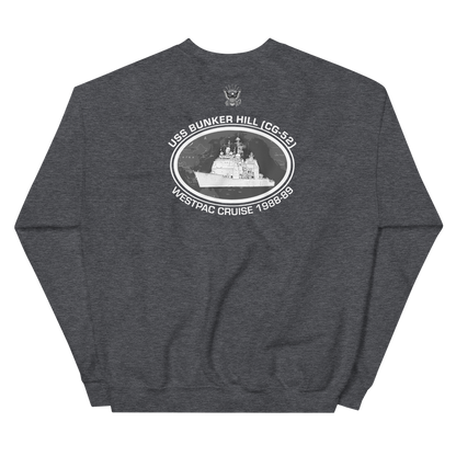 USS Bunker Hill (CG-52) 1988-89 Deployment Sweatshirt – back view, heather