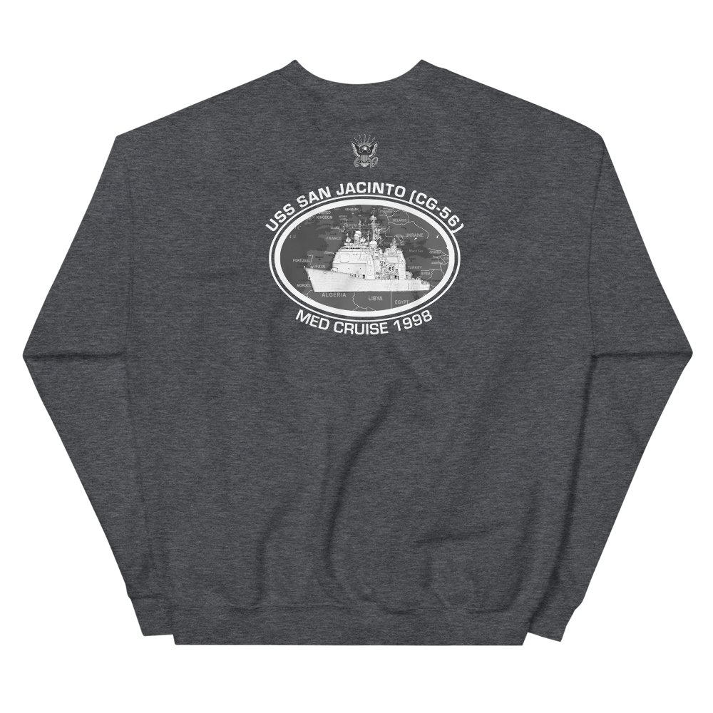 USS San Jacinto (CG-56) 1998 Deployment Sweatshirt – back view, heather
