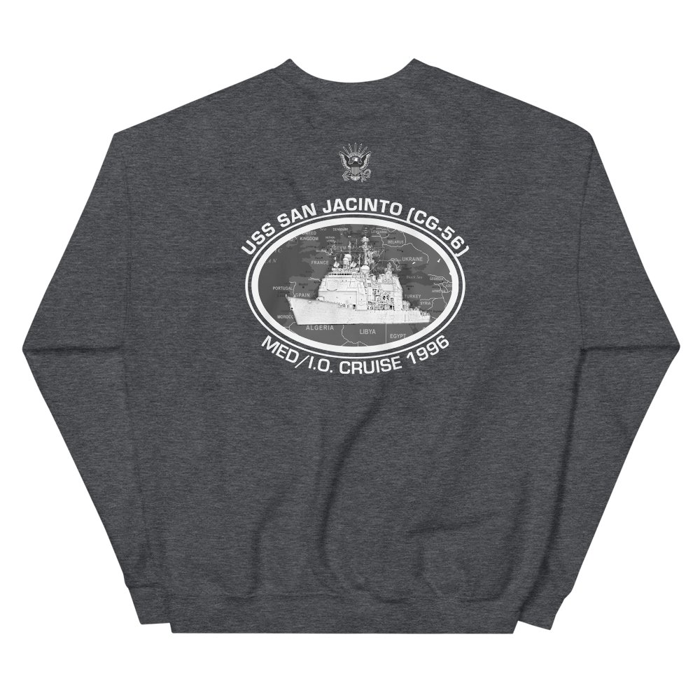 USS San Jacinto (CG-56) 1996 Deployment Sweatshirt – back view, heather