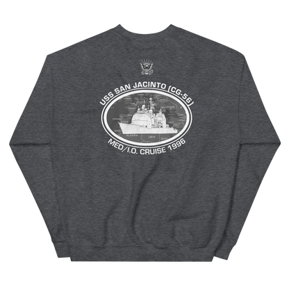 USS San Jacinto (CG-56) 1996 Deployment Sweatshirt – back view, heather