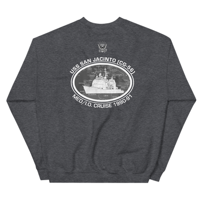 USS San Jacinto (CG-56) 1990-91 Deployment Sweatshirt – back view, heather