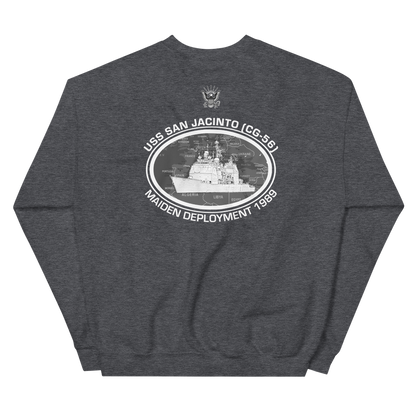 USS San Jacinto (CG-56) 1989 Deployment Sweatshirt – back view, heather