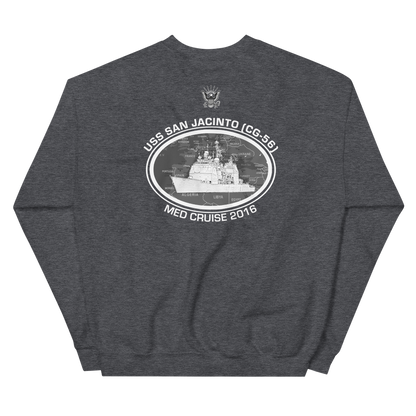USS San Jacinto (CG-56) 2016 Deployment Sweatshirt – back view, heather