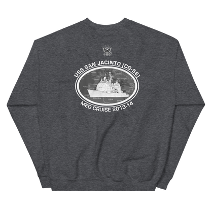 USS San Jacinto (CG-56) 2013-14 Deployment Sweatshirt – back view, heather