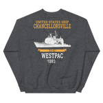 USS Chancellorsville (CG-62) 1993 WESTPAC Sweatshirt – back view, heather