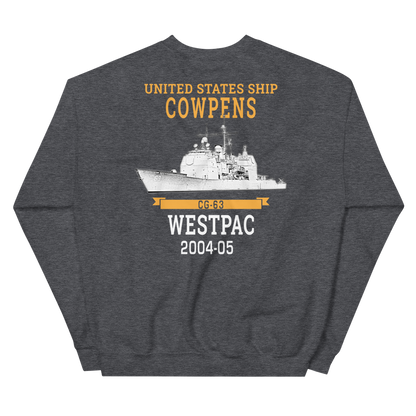 USS Cowpens (CG-63) 2004-05 WESTPAC Sweatshirt – back view, heather