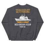 USS Gettysburg (CG-64) 1998-99 MED/IO Sweatshirt – back view, heather