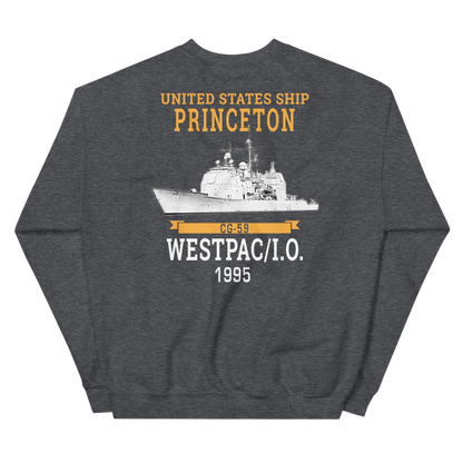 USS Princeton (CG-59) 1995 WESTPAC/IO Unisex Sweatshirt – back view, heather