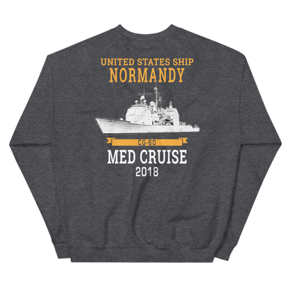 USS Normandy (CG-60) 2018 MED Unisex Sweatshirt – back view, heather