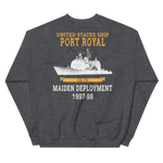 USS Port Royal (CG-73) 1997-98 Maiden Deployment Unisex Sweatshirt – back view, heather