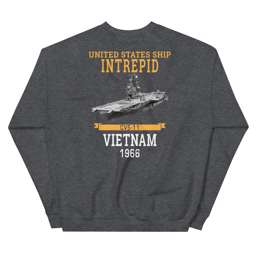 USS Intrepid (CVS-11) 1966 Vietnam Sweatshirt – back view, heather