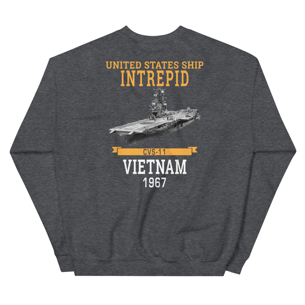 USS Intrepid (CVS-11) 1967 Vietnam Sweatshirt – back view, heather