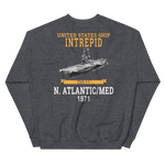 USS Intrepid (CVS-11) 1971 N.Atlantic/MED Sweatshirt – back view, heather