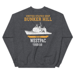 USS Bunker Hill (CG-52) 1988-89 WESTPAC Sweatshirt – back view, heather