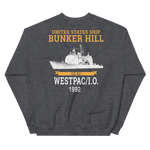 USS Bunker Hill (CG-52) 1992 WESTPAC/IO Unisex Sweatshirt – back view, heather