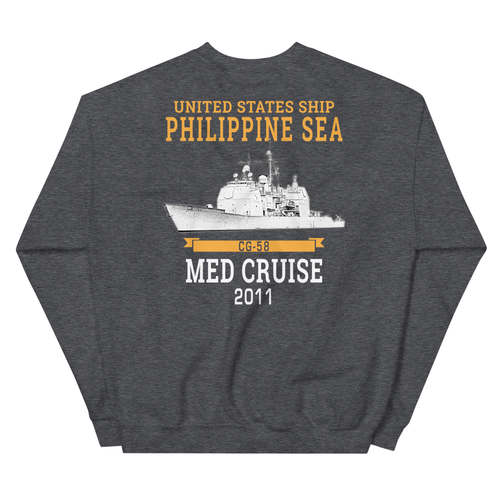 USS Philippine Sea (CG-58) 2011 Unisex Sweatshirt – back view, heather