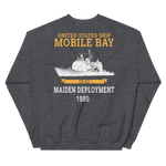 USS Mobile Bay (CG-53) 1989 Deployment Sweatshirt – back view, heather