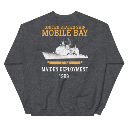 USS Mobile Bay (CG-53) 1989 Deployment Sweatshirt – back view, heather
