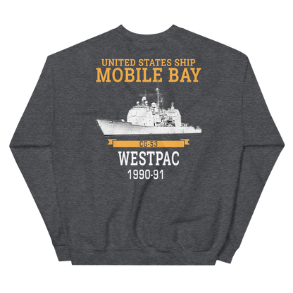 USS Mobile Bay (CG-53) 1990-91 Deployment Sweatshirt – back view, heather