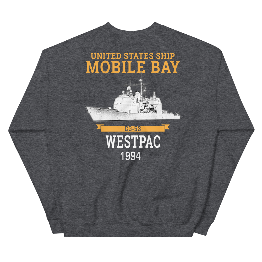 USS Mobile Bay (CG-53) 1994 Deployment Sweatshirt – back view, heather