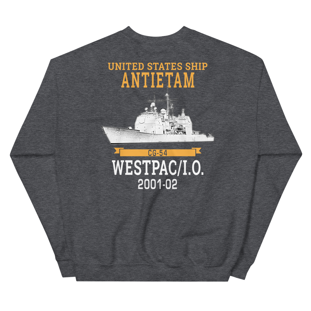 USS Antietam (CG-54) 2001-02 Deployment Sweatshirt – back view, heather