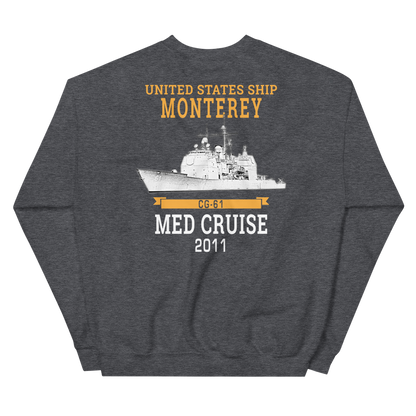 USS Monterey (CG-61) 2011 Unisex Sweatshirt – back view, heather