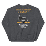 USS Oriskany (CVA-34) 1963-64 WESTPAC Unisex Sweatshirt – back view, heather